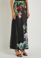 Alice + Olivia Terese Floral-print Satin Maxi Skirt Black