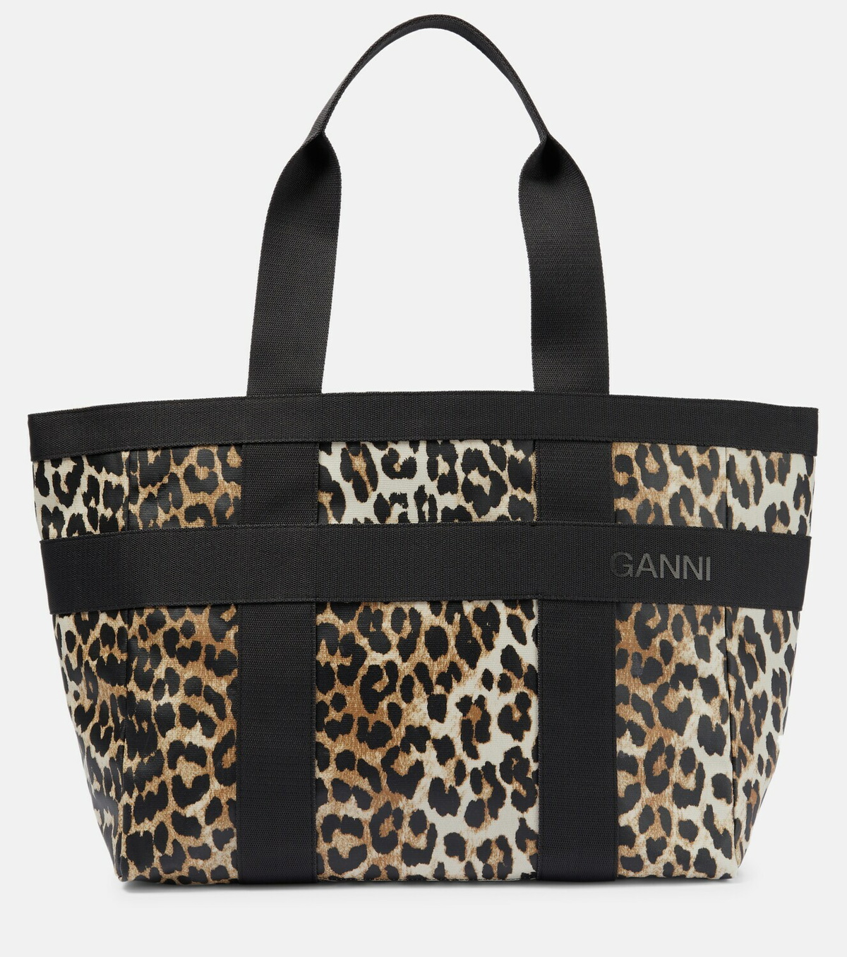 Ganni Leopardprint canvas tote bag GANNI