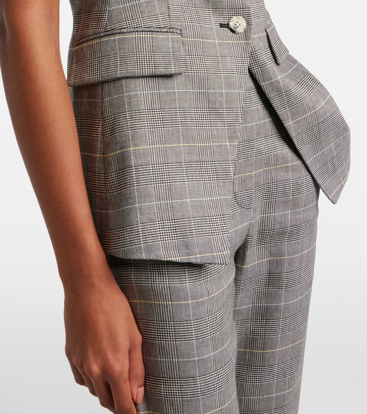 Veronica Beard Lois checked linen-blend vest