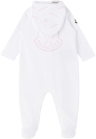 Moncler Enfant Baby White Printed Jumpsuit & Bib Set