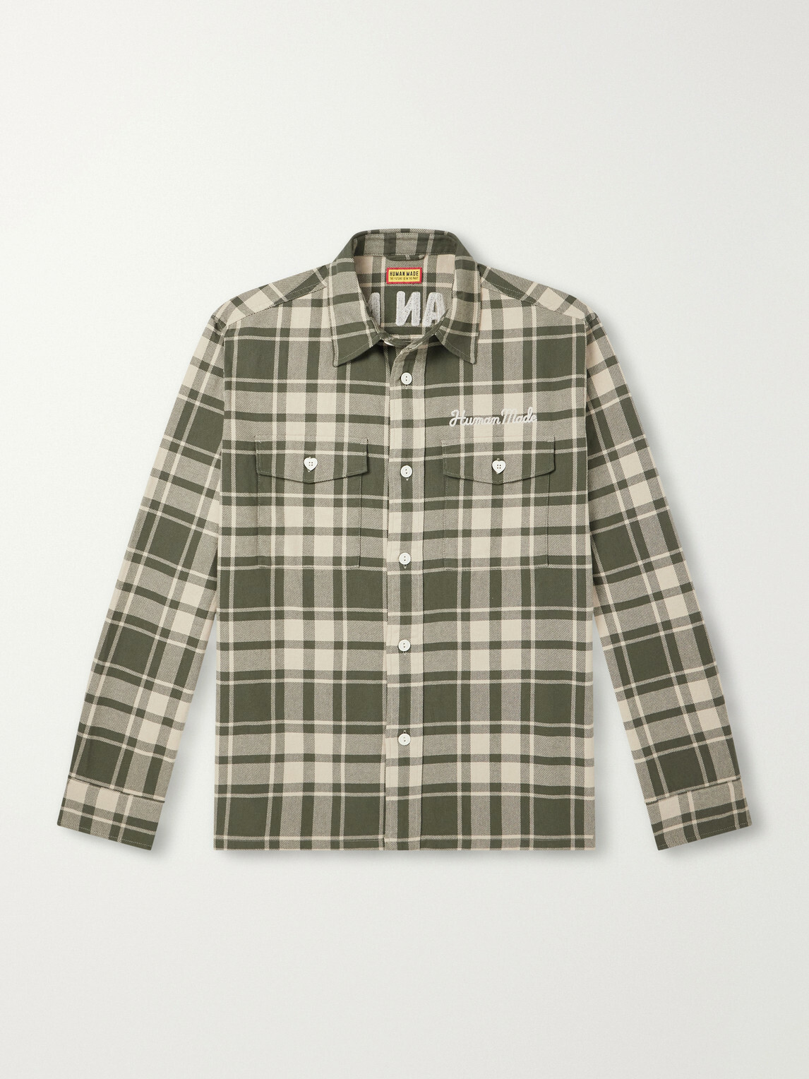Human Made - Logo-Embroidered Checked Cotton-Flannel Shirt - Green