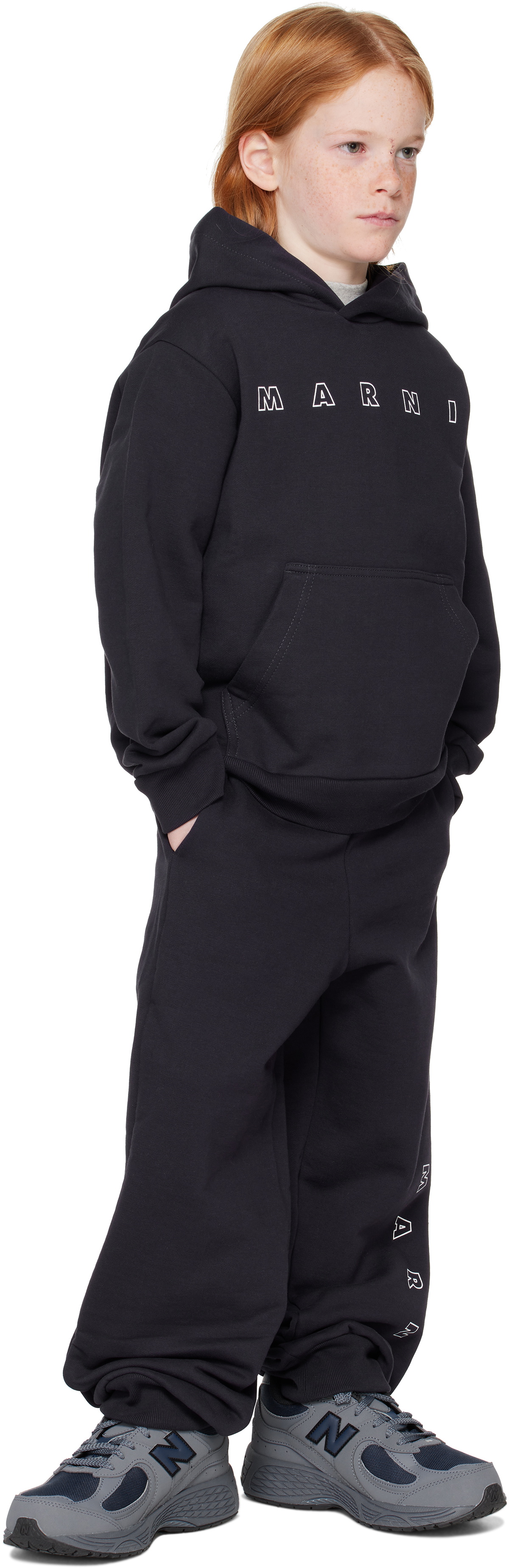 Marni Kids Navy Logo Sweatpants