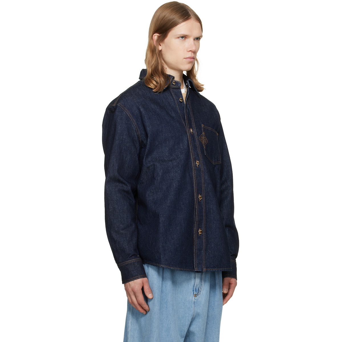 Casablanca Navy Raw Denim Shirt