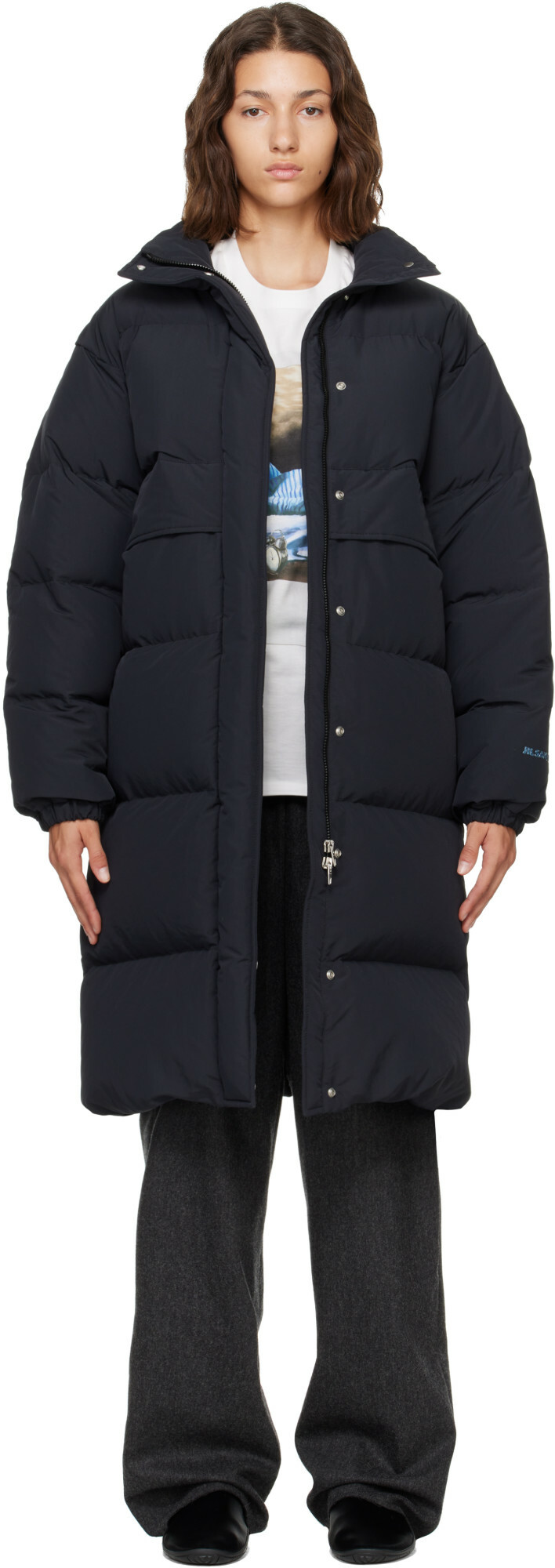 Jil Sander Black Logo Oversized Down Parka