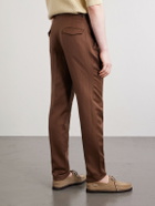 Slowear - Tapered Pleated Wool and Linen-Blend Trousers - Brown