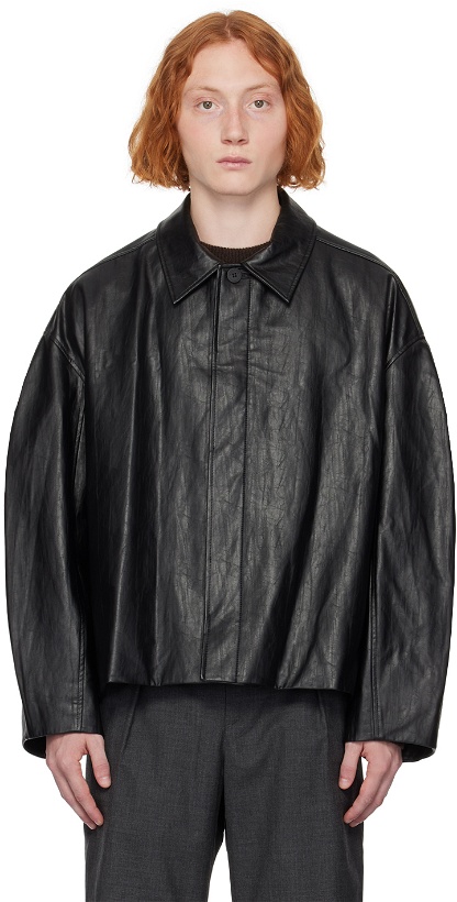 Photo: LE17SEPTEMBRE Black Buttoned Faux-Leather Jacket