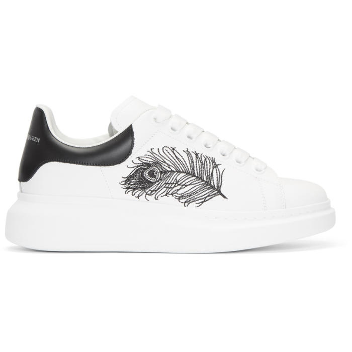 Photo: Alexander McQueen White and Black Peacock Feather Oversized Sneakers 