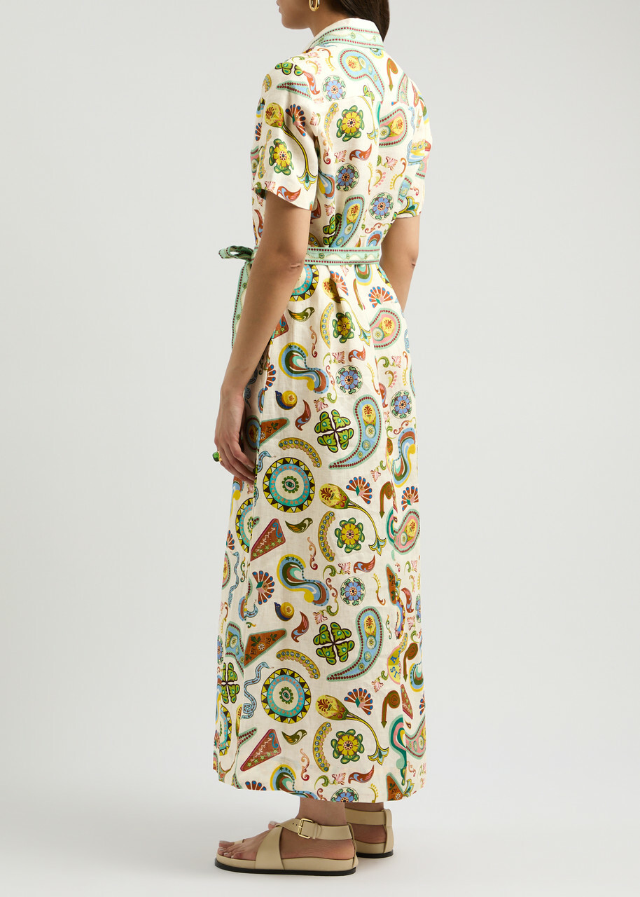 Alemais Arcade Printed Linen Maxi Shirt Dress Multicoloured ALMAIS Alemais Arcade Printed Linen Maxi Shirt Dress Multicoloured ALMAIS