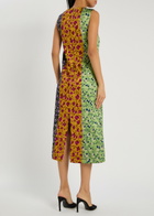 LA Double J Column Floral-jacquard Woven Midi Dress Yellow