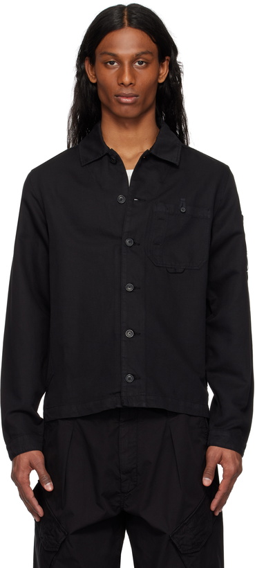 Photo: C.P. Company Black Cotton Linen Lens Overshirt