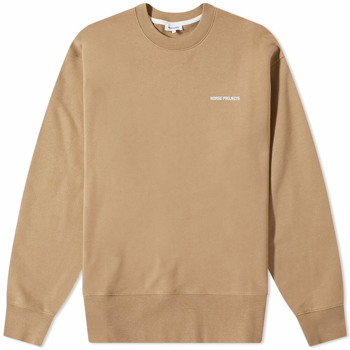 Photo: Norse Projects Men's Arne Logo Crew Sweat in Utility Khaki