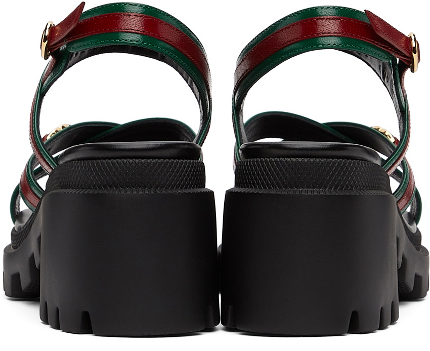 Black Leather Sandals with Red and Green Straps Gucci | Shoes | Gucci Interlock Cruise Black Leather Sandals  main image 4