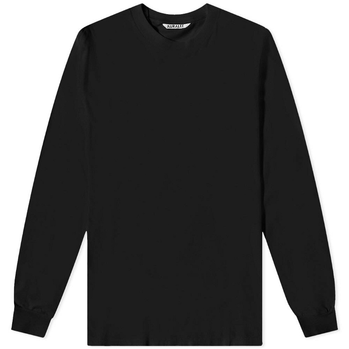 Photo: Auralee Men's Long Sleeve Seamless T-Shirt in Black