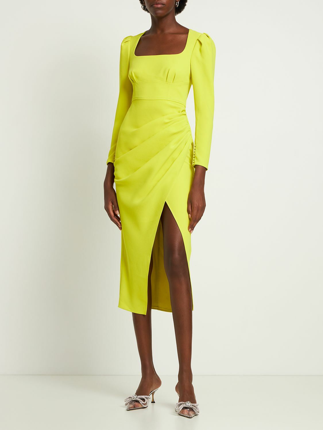 self portrait neon dress Self-Portrait Ribbed One-Shoulder Dress In Neon Lime - 60% Off