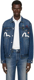 Evisu Navy Inari Mask Printed Denim Jacket