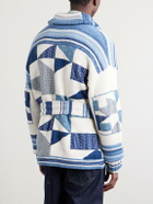 Polo Ralph Lauren - Shawl-Collar Patchwork Cotton and Linen-Blend Cardigan - Blue