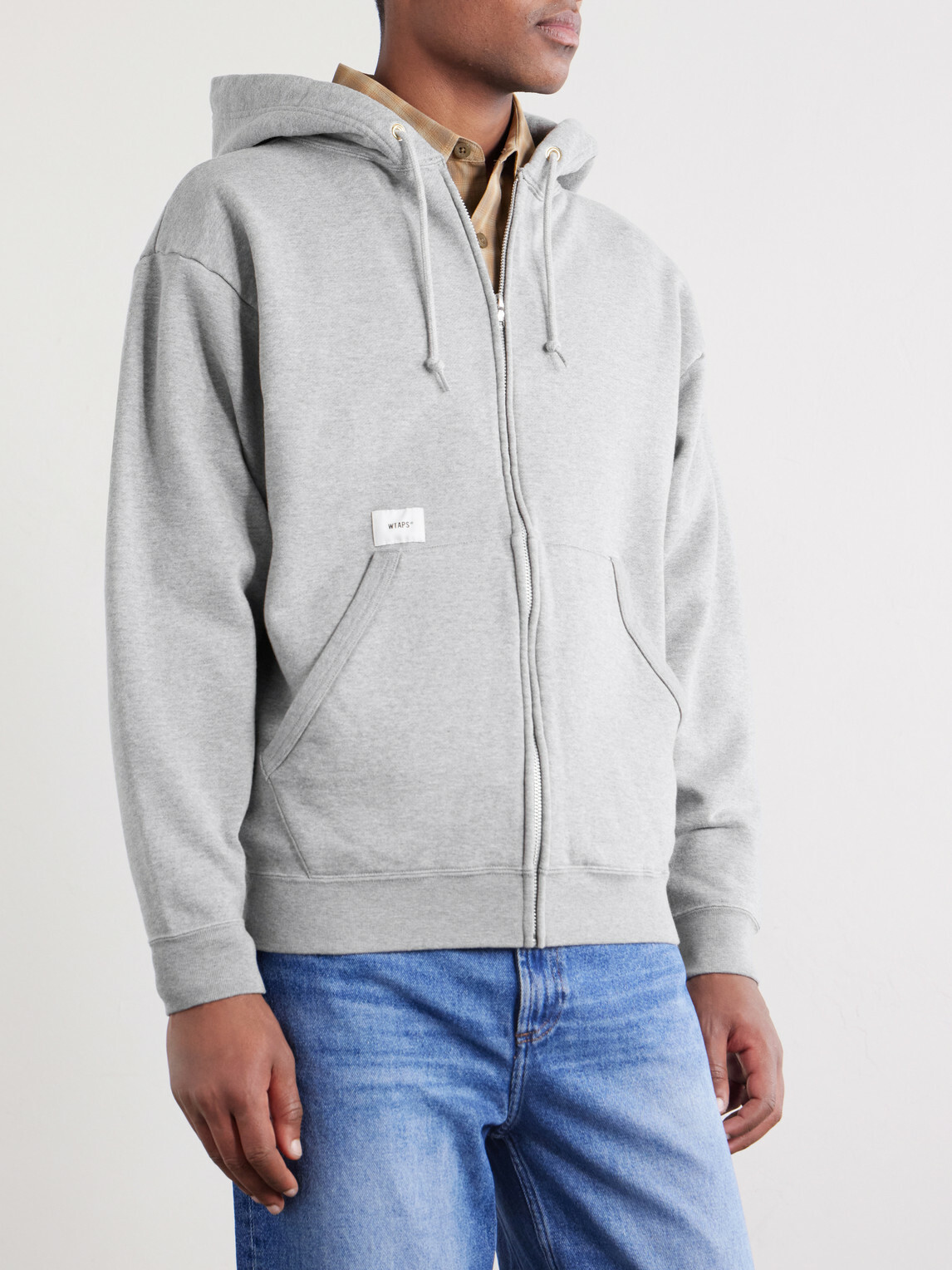 WTAPS - Throwdy Logo-Appliquéd Cotton-Jersey Zip-Up Hoodie - Gray