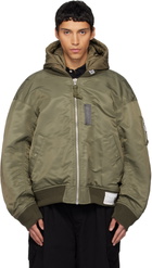 Maison MIHARA YASUHIRO Green Extended Placket Hood Flight Jacket