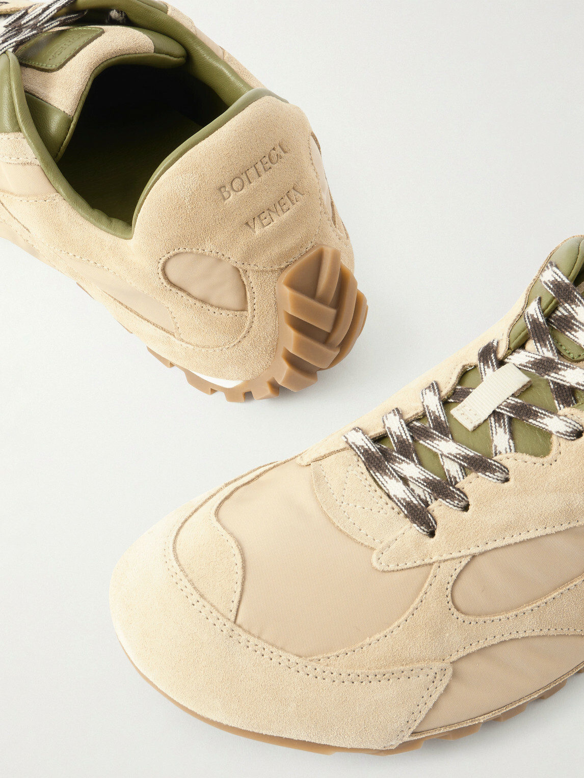 Bottega Veneta - Orbit Leather and Shell-Trimmed Suede Sneakers - Green