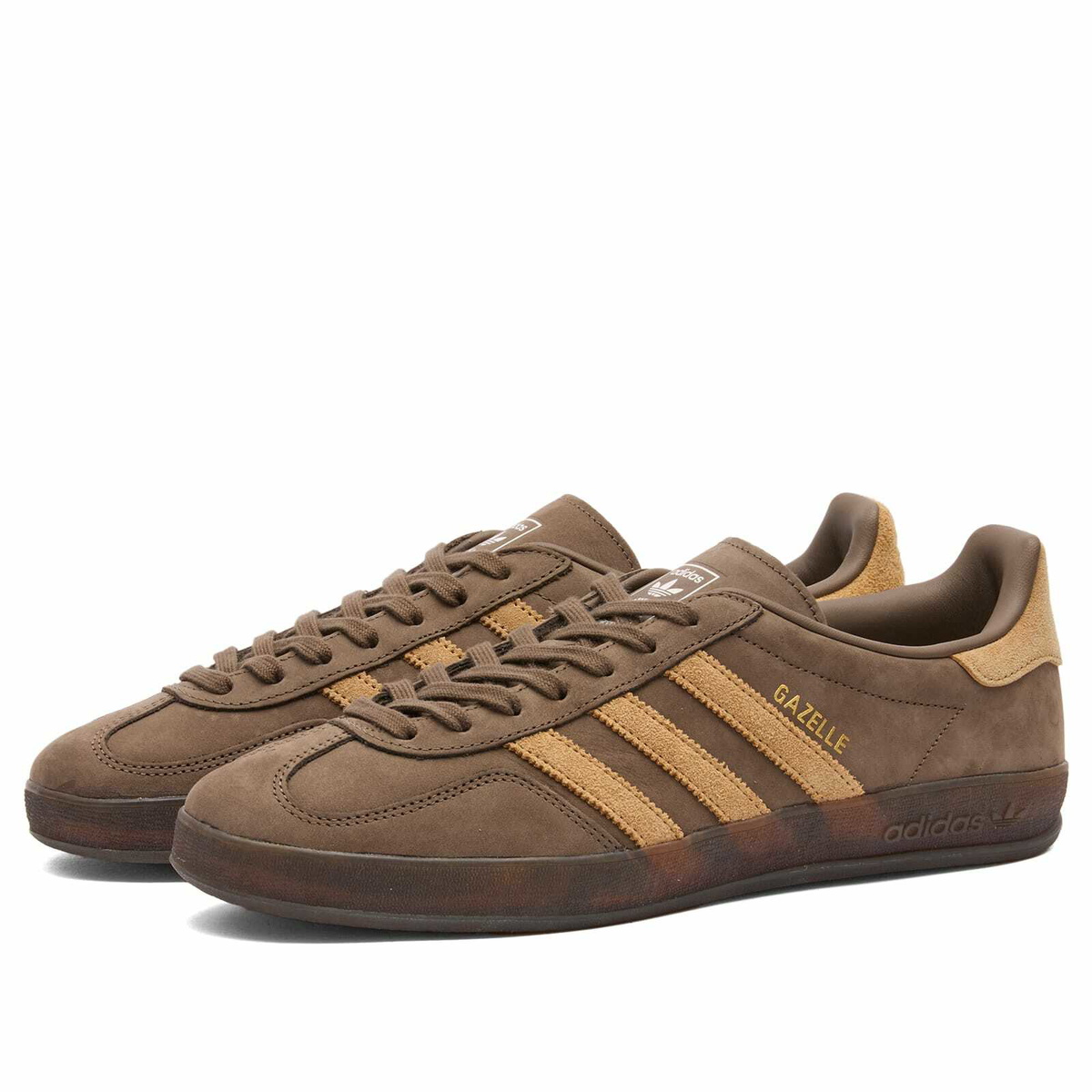 Adidas Gazelle Indoor Sneaker in Cargo Brown/Golden Beige/Ftwr White