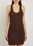 Lemaire Scoop-neck Fine-knit Mini Dress Brown