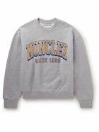 Moncler - Glittered Logo-Print Cotton-Jersey Sweatshirt - Gray