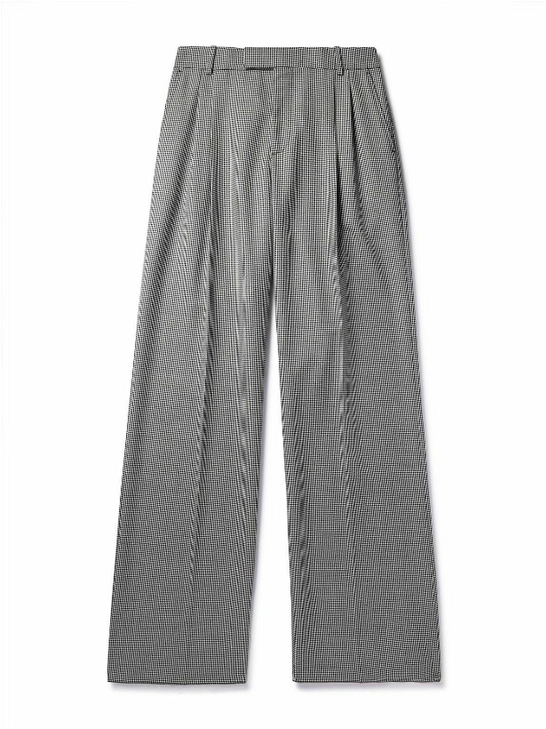 Photo: Alexander McQueen - Wide-Leg Pleated Houndstooth Wool Trousers - Gray