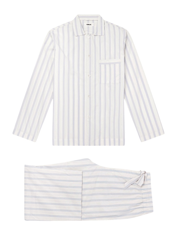 Photo: TEKLA - Striped Cotton-Poplin Pyjama Set - Neutrals