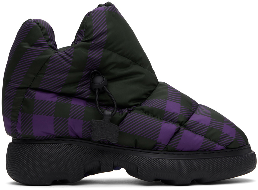 Burberry Black & Purple Check Pillow Boots Burberry