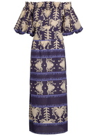 Johanna Ortiz Harbour Hues Patterned Cotton-poplin Midi Dress Beige