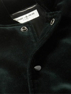 SAINT LAURENT - Teddy Logo-Embroidered Cotton-Velvet Bomber Jacket - Green