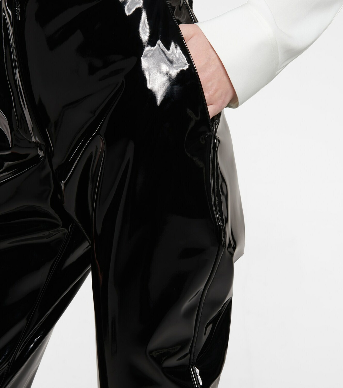 High-rise slim vinyl pants in black - Victoria Beckham
