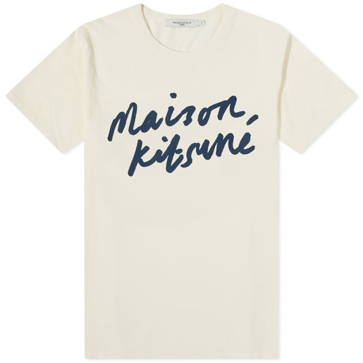 Photo: Maison Kitsuné Men's Handwriting T-Shirt in Latte