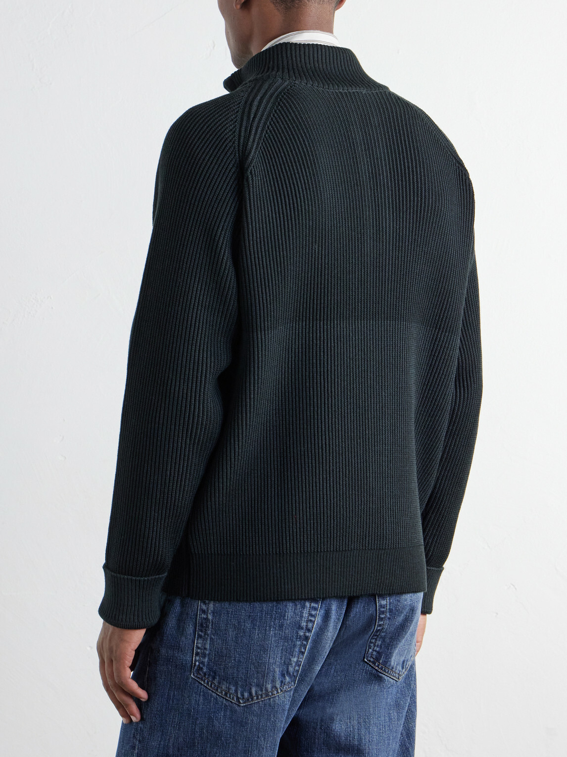 S.N.S. Herning - Render Ribbed Virgin Wool Zip-Up Sweater - Green