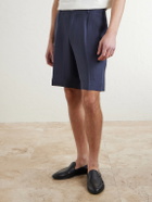 Rubinacci - Straight-Leg Pleated Linen Shorts - Blue