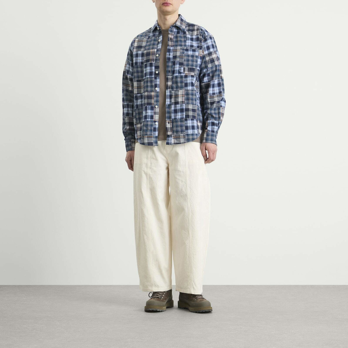 Café Mountain Men's Patchwork Check Heritage Shirt in Blues