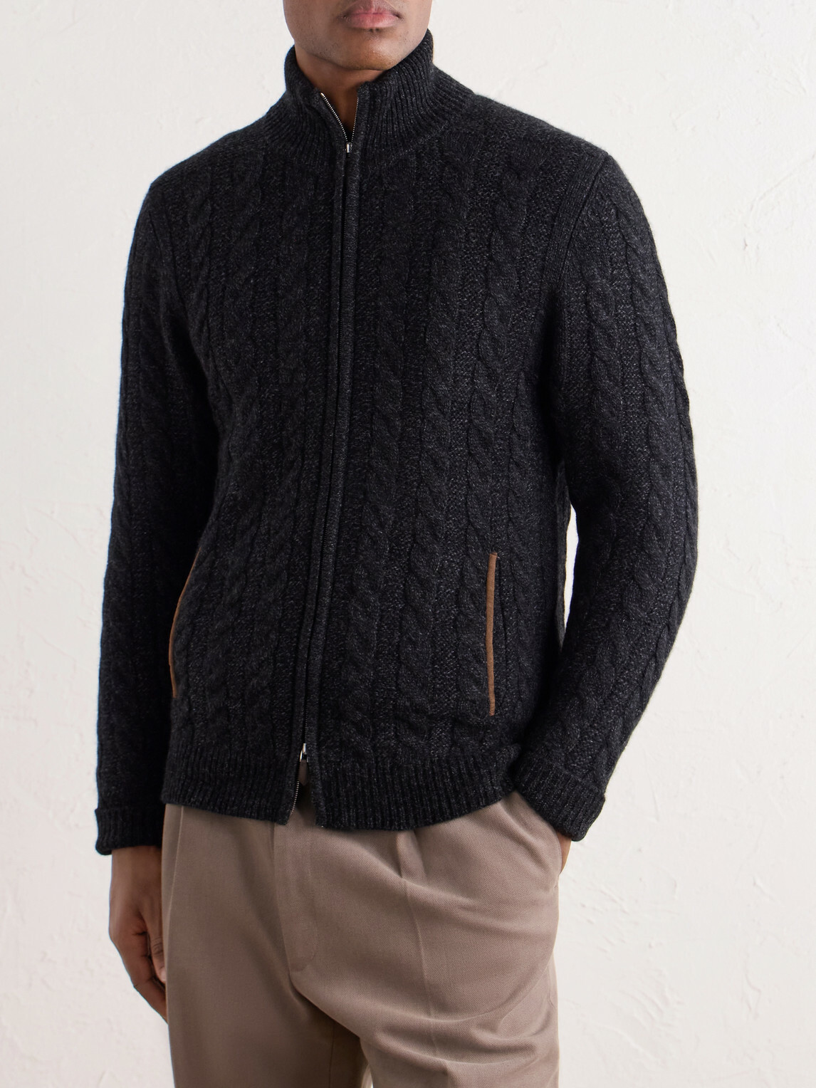 N.PEAL - Richmond Cable-Knit Cashmere Cardigan - Gray