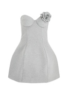 Giuseppe DI Morabito Flower-embellished Strapless Jersey Mini Dress Grey