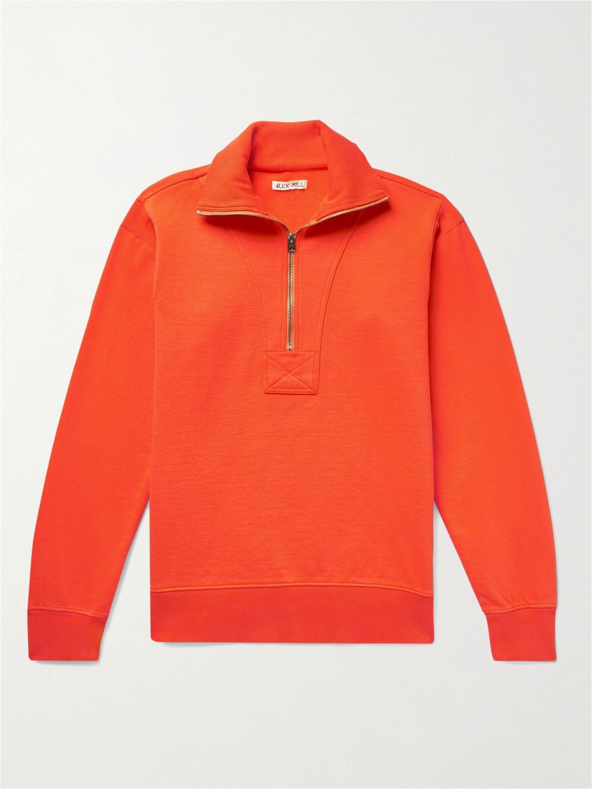 ALEX MILL - Half-Zip Fleece-Back Cotton-Jersey Sweatshirt - Orange Alex ...
