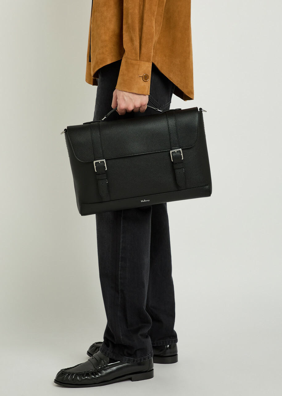 Mulberry Chiltern Grained Leather Brief Case - Black - One Size