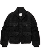 Sacai - Faux Shearling and Ribbed Wool Varsity Jacket - Black