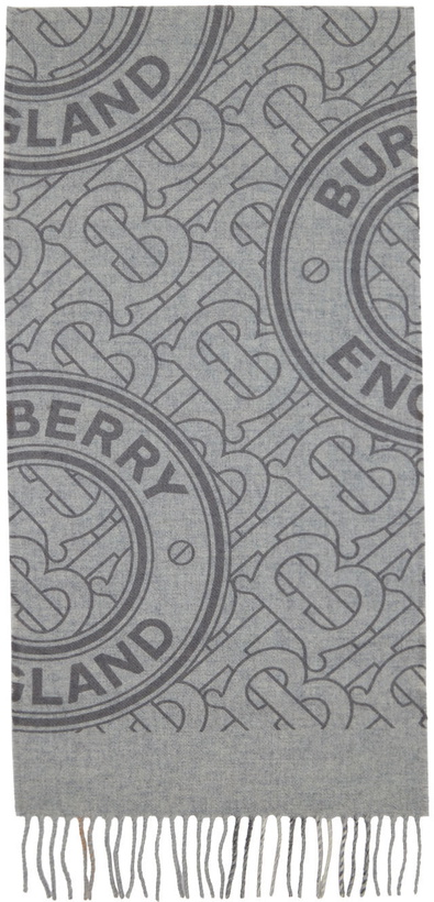 Photo: Burberry Gray Reversible Monogram & Check Scarf