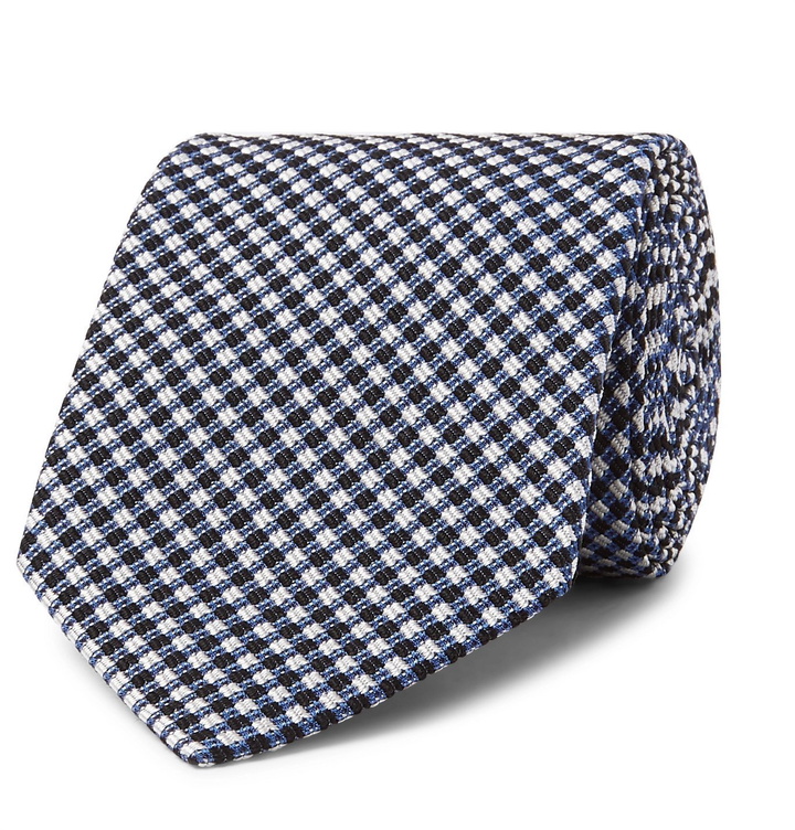 Photo: TOM FORD - 7cm Checked Silk-Blend Jacquard Tie - Blue