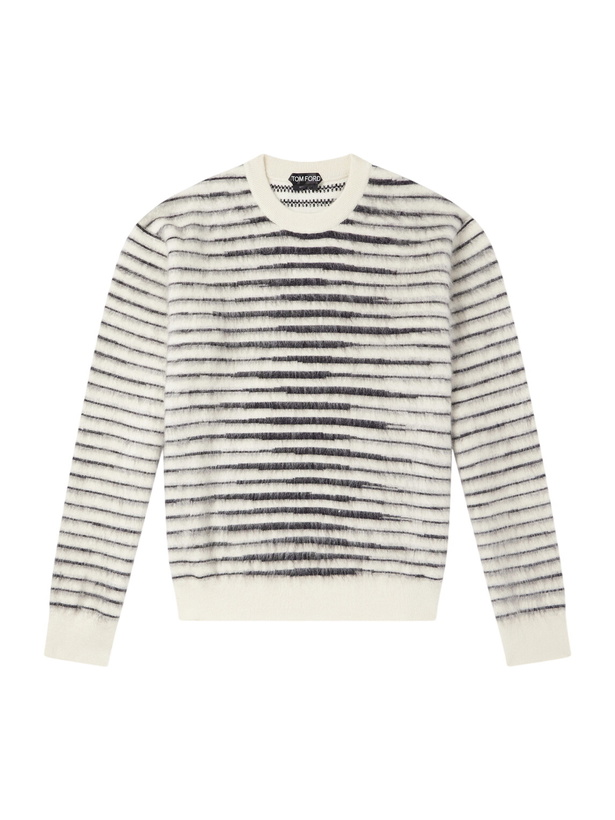 Photo: TOM FORD - Striped Mohair-Blend Sweater - White