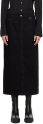 WOOYOUNGMI Black Washed Denim Midi Skirt