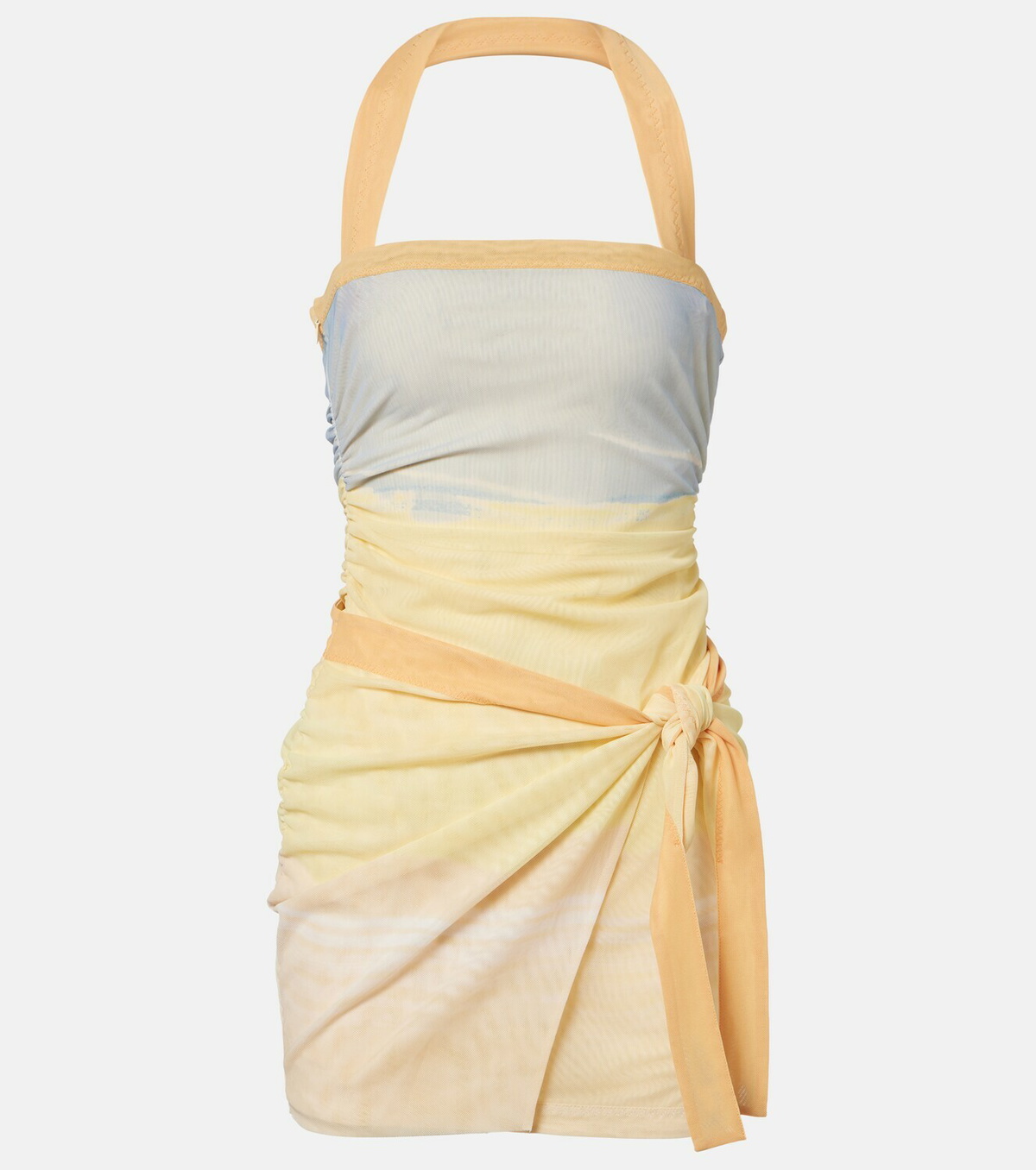 SIR Printed halterneck mesh minidress