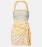SIR Printed halterneck mesh minidress