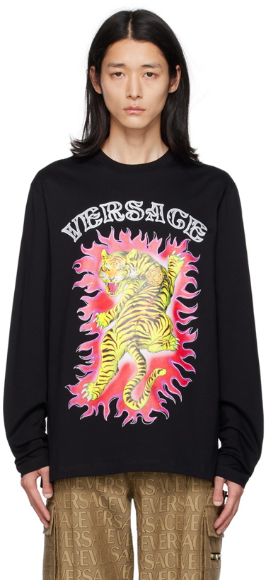 Photo: Versace Black Printed Long Sleeve T-Shirt