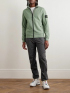 Stone Island - Logo-Appliquéd Cotton-Jersey Zip-Up Sweatshirt - Green