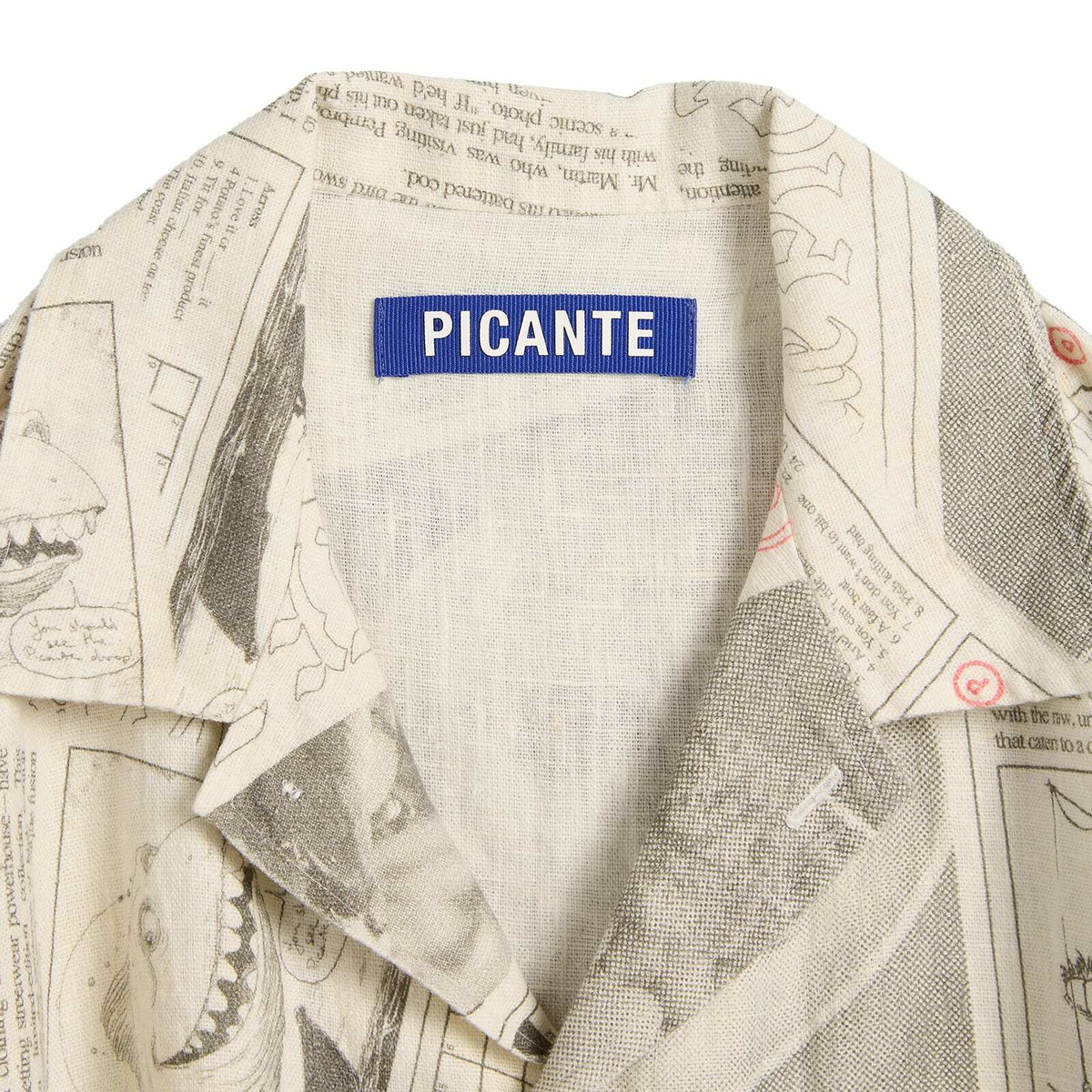 END. x PICANTE Headline Printed Linen Short Sleeve Shirt in Ivory